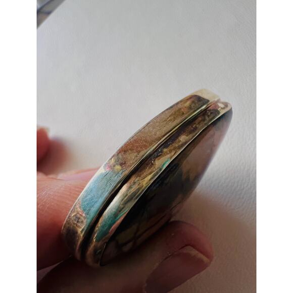 Sterling Silver Argentine Rhodozite Heart Pendant Pink Black Gray 1.5” 15g Boho - Picture 6 of 9